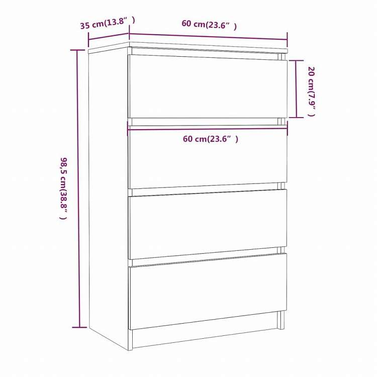 vidaXL サイドボード ブラウン オーク 60x35x98.5cm エンジニアリングウッド家具 キャビネット&収納 サイドボード(代引不可)
