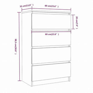 vidaXL サイドボード ブラウン オーク 60x35x98.5cm エンジニアリングウッド家具 キャビネット&収納 サイドボード(代引不可)