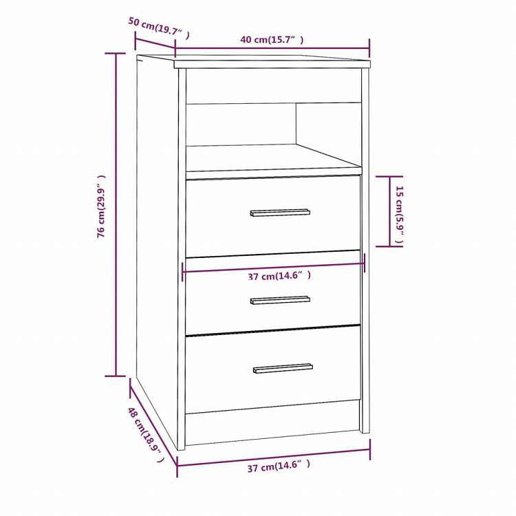 vidaXL 引き出しキャビネット ブラウン 40x50x76cm エンジニアリングウッド家具 キャビネット&収納 収納キャビネット・ロッカー(代引不可)