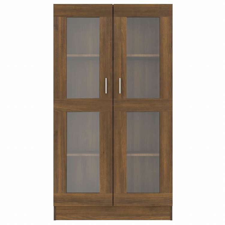 vidaXL ガラスキャビネット ブラウンオーク 82.5x30.5x150 cm エンジニアリングウッド家具 棚 本棚・オープンラック(代引不可)