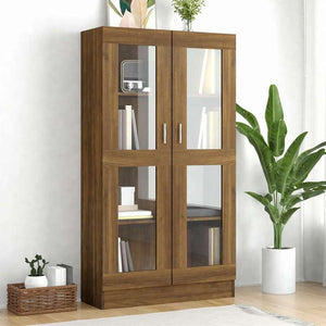 vidaXL ガラスキャビネット ブラウンオーク 82.5x30.5x150 cm エンジニアリングウッド家具 棚 本棚・オープンラック(代引不可)