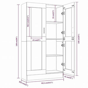 vidaXL ガラスキャビネット ブラウンオーク 82.5x30.5x150 cm エンジニアリングウッド家具 棚 本棚・オープンラック(代引不可)