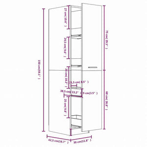 vidaXL アポテカリ?収納キャビネット ブラウンオーク 30x42.5x150 cm エンジニアリングウッド家具 キャビネット&収納 収納キャビネット・ロッカー(代引不可)