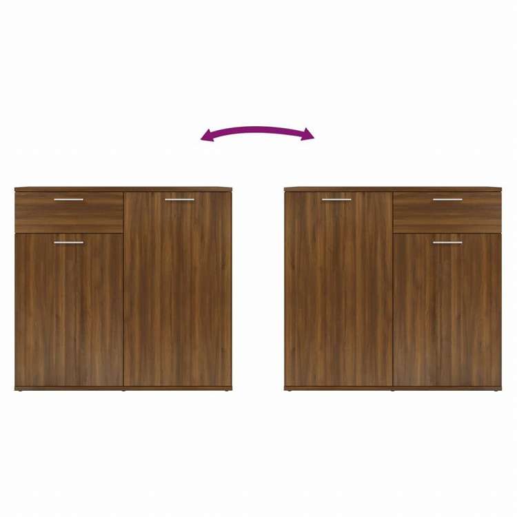 vidaXL サイドボード ブラウン オーク 80x36x75cm エンジニアリングウッド家具 キャビネット&収納 サイドボード(代引不可)