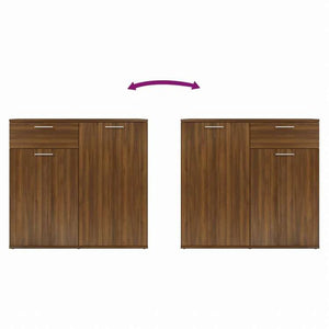 vidaXL サイドボード ブラウン オーク 80x36x75cm エンジニアリングウッド家具 キャビネット&収納 サイドボード(代引不可)