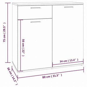 vidaXL サイドボード ブラウン オーク 80x36x75cm エンジニアリングウッド家具 キャビネット&収納 サイドボード(代引不可)