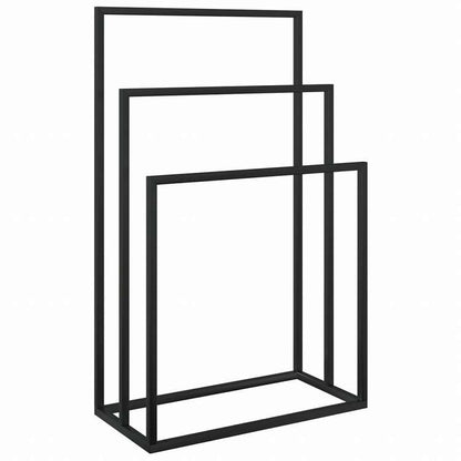vidaXL 自立式タオル掛け ブラック 48x24x79 cm 鉄製ホーム&ガーデン バスルーム用品 タオルラック・ホルダー(代引不可)