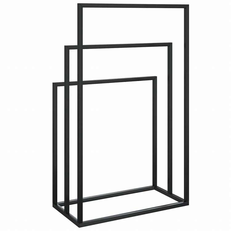 vidaXL 自立式タオル掛け ブラック 48x24x79 cm 鉄製ホーム&ガーデン バスルーム用品 タオルラック・ホルダー(代引不可)