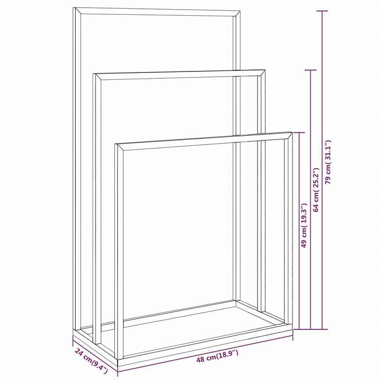 vidaXL 自立式タオル掛け ブラック 48x24x79 cm 鉄製ホーム&ガーデン バスルーム用品 タオルラック・ホルダー(代引不可)