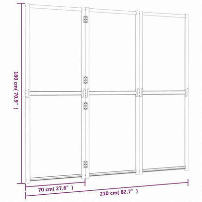 vidaXL 間仕切り 3枚パネル クリームホワイト 210x180cm家具 間仕切り(代引不可)