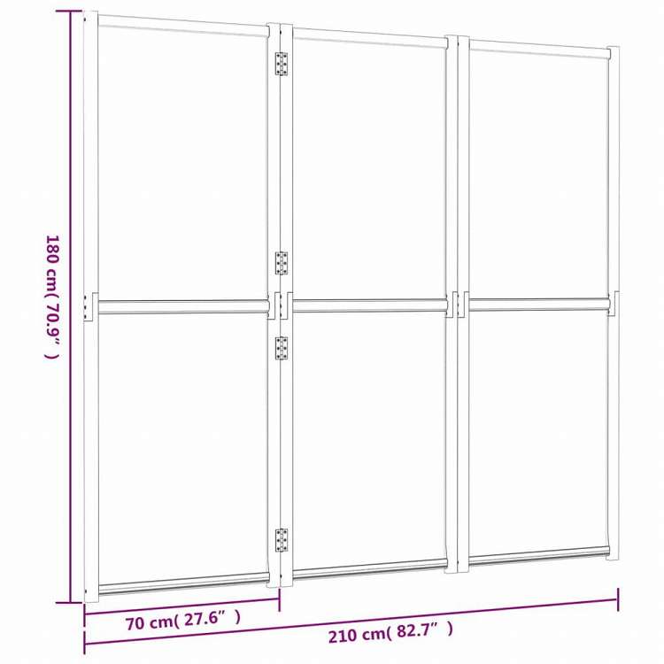 vidaXL 間仕切り 3枚パネル クリームホワイト 210x180cm家具 間仕切り(代引不可)