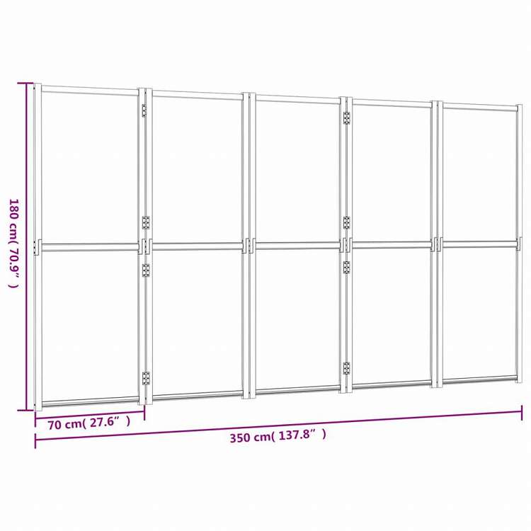 vidaXL 間仕切り パネル5枚 クリームホワイト 350x180cm家具 間仕切り(代引不可)