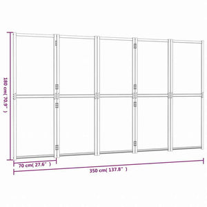 vidaXL 間仕切り パネル5枚 クリームホワイト 350x180cm家具 間仕切り(代引不可)