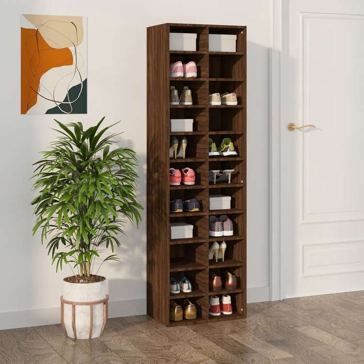 vidaXL シューズキャビネット ブラウンオーク 54x34x183 cm エンジニアリングウッドホーム&ガーデン 家事用品 収納&オーガナイザー 衣類・ワードローブ収納 シューズラック・整理収納(代引不可)