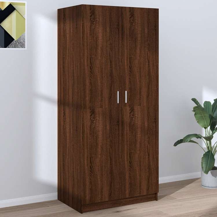 vidaXL 洋服ダンス ブラウンオーク 80x52x180 cm エンジニアリングウッド家具 キャビネット&収納 戸棚・ワードローブ(代引不可)