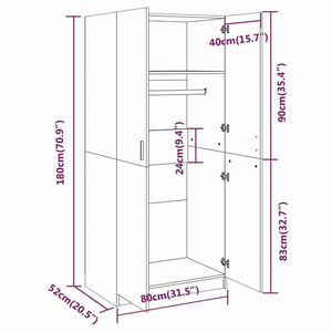 vidaXL 洋服ダンス ブラウンオーク 80x52x180 cm エンジニアリングウッド家具 キャビネット&収納 戸棚・ワードローブ(代引不可)