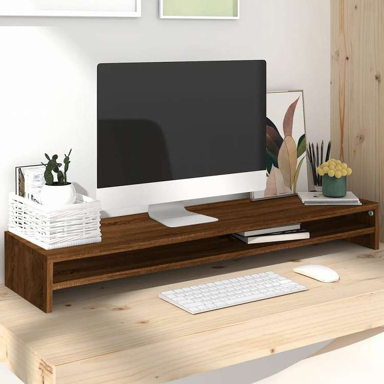 vidaXL モニタースタンド ブラウンオーク 100x24x13 cm エンジニアリングウッド電子機器 ビデオ ビデオアクセサリ テレビ部品・アクセサリ TV・モニターマウント(代引不可)