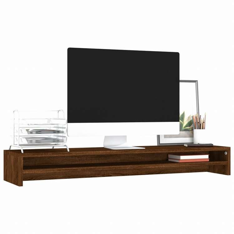 vidaXL モニタースタンド ブラウンオーク 100x24x13 cm エンジニアリングウッド電子機器 ビデオ ビデオアクセサリ テレビ部品・アクセサリ TV・モニターマウント(代引不可)