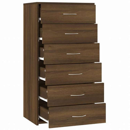 vidaXL サイドボード 引き出し6段 ブラウンオーク 50x34x96 cm エンジニアリングウッド家具 キャビネット&収納 サイドボード(代引不可)