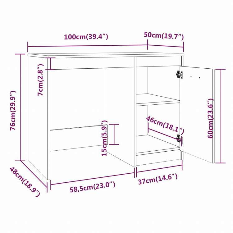 vidaXL デスク ブラウンオーク 100x50x76 cm エンジニアリングウッド家具 オフィス家具 デスク(代引不可)