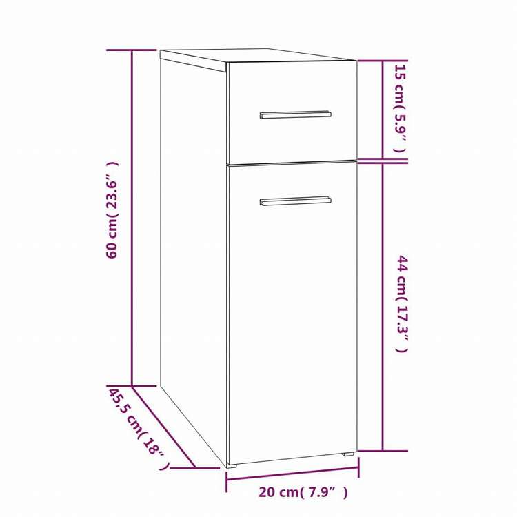 vidaXL 収納キャビネット 薬 ブラウンオーク 20x45.5x60 cm エンジニアリングウッド家具 キャビネット&収納 収納キャビネット・ロッカー(代引不可)