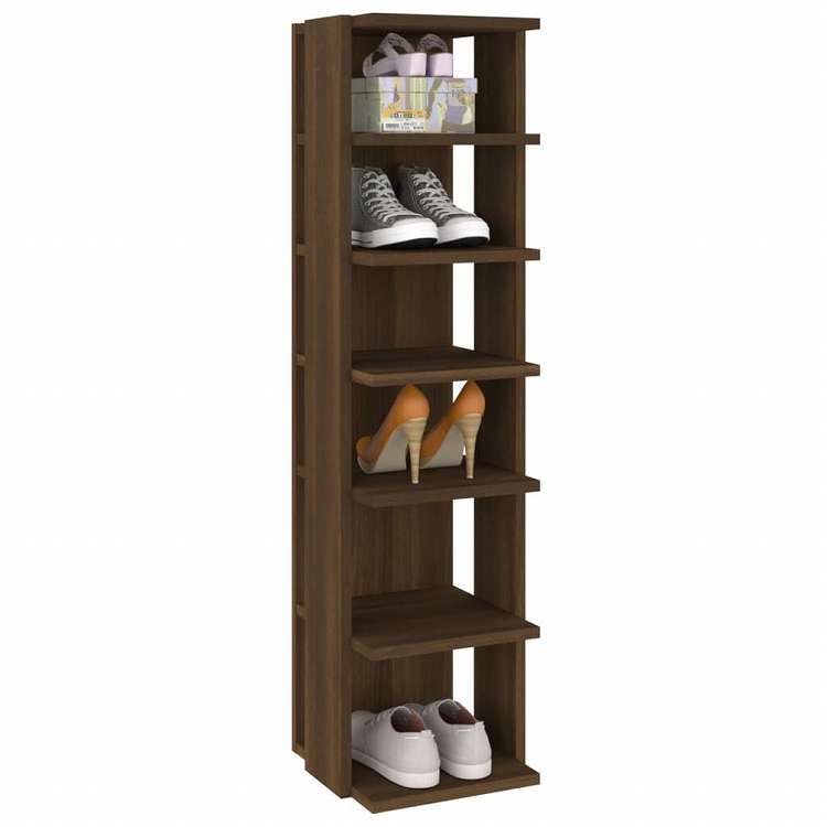 vidaXL シューズラック ブラウンオーク 27.5x27x102cm エンジニアリングウッドホーム&ガーデン 家事用品 収納&オーガナイザー 衣類・ワードローブ収納 シューズラック・整理収納(代引不可)