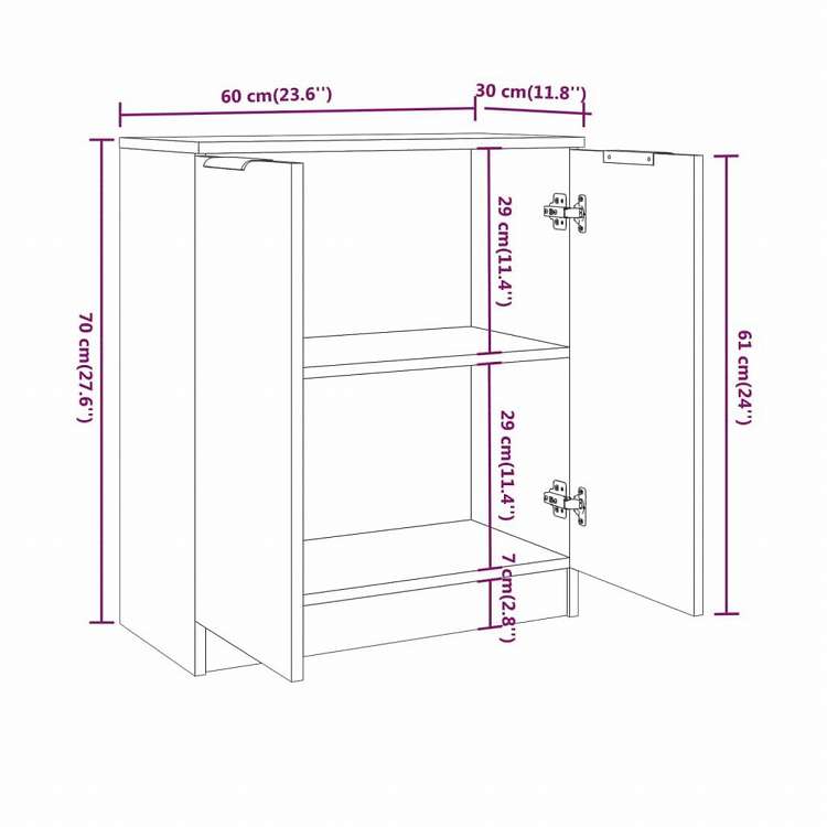 vidaXL サイドボード ホワイト 60x30x70cm エンジニアリングウッド家具 キャビネット&収納 サイドボード(代引不可)