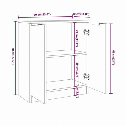 vidaXL サイドボード ホワイト 60x30x70cm エンジニアリングウッド家具 キャビネット&収納 サイドボード(代引不可)