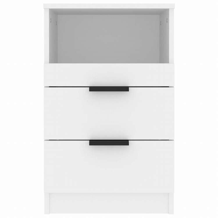 vidaXL ベッドサイドキャビネット ホワイト エンジニアリングウッド家具 テーブル ベッドサイドテーブル(代引不可)