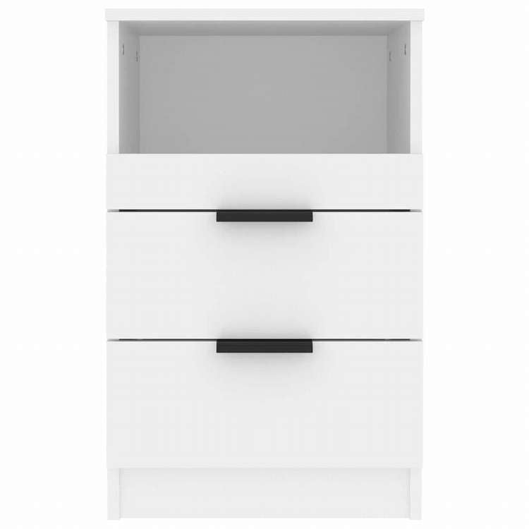 vidaXL ベッドサイドキャビネット2点 ホワイト エンジニアリングウッド家具 テーブル ベッドサイドテーブル(代引不可)