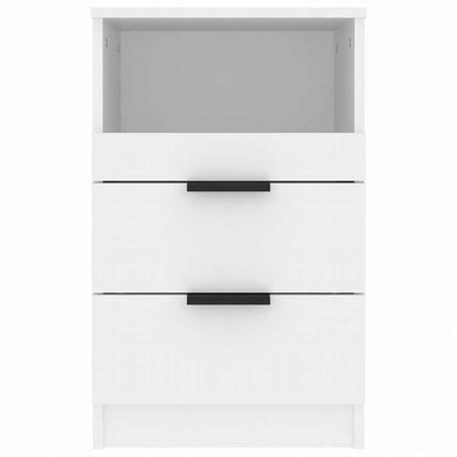 vidaXL ベッドサイドキャビネット2点 ホワイト エンジニアリングウッド家具 テーブル ベッドサイドテーブル(代引不可)