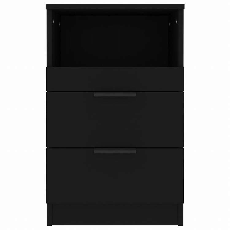 vidaXL ベッドサイドキャビネット2点 ブラック エンジニアリングウッド家具 テーブル ベッドサイドテーブル(代引不可)