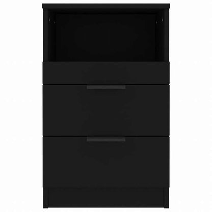 vidaXL ベッドサイドキャビネット2点 ブラック エンジニアリングウッド家具 テーブル ベッドサイドテーブル(代引不可)