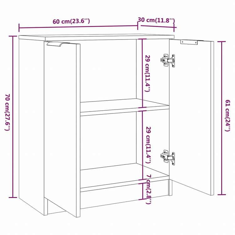 vidaXL サイドボード ブラウンオーク 60x30x70cm エンジニアリングウッド家具 キャビネット&収納 サイドボード(代引不可)
