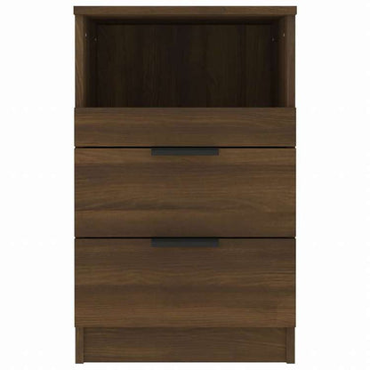 vidaXL ベッドサイドキャビネット2点 ブラウンオーク エンジニアリングウッド家具 テーブル ベッドサイドテーブル(代引不可)