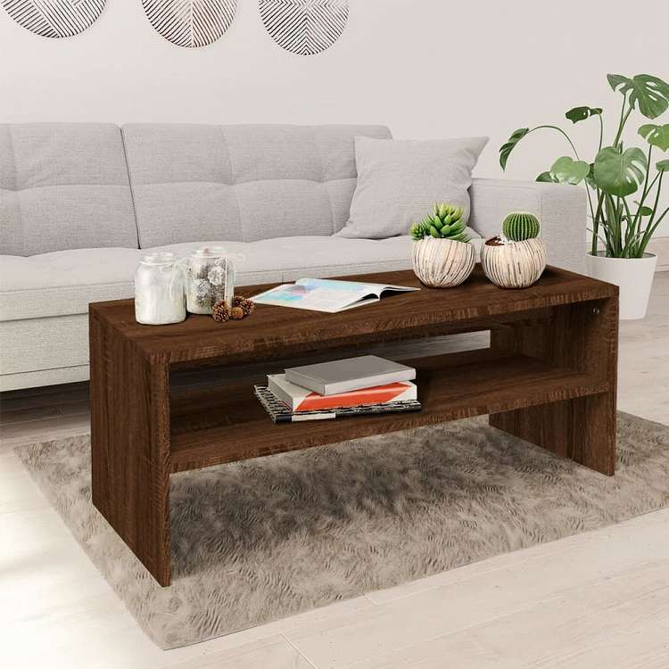 vidaXL コーヒーテーブル ブラウンオーク 100x40x40 cm エンジニアリングウッド家具 テーブル アクセントテーブル コーヒーテーブル(代引不可)