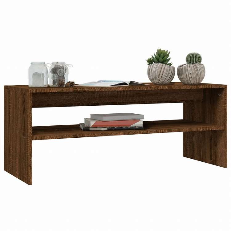 vidaXL コーヒーテーブル ブラウンオーク 100x40x40 cm エンジニアリングウッド家具 テーブル アクセントテーブル コーヒーテーブル(代引不可)