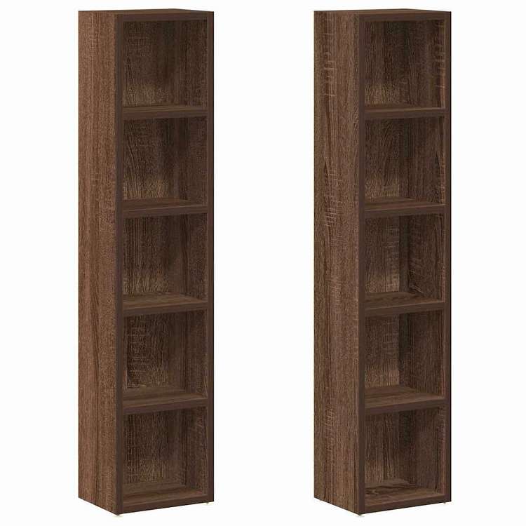 vidaXL CDキャビネット 2点 ブラウンオーク 21x16x93.5cm エンジニアリングウッド家具 キャビネット&収納 メディア収納・ラック(代引不可)