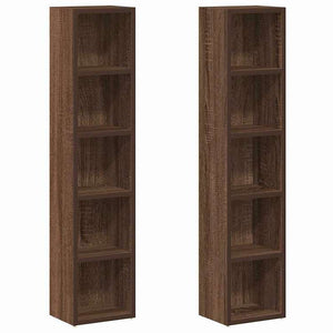vidaXL CDキャビネット 2点 ブラウンオーク 21x16x93.5cm エンジニアリングウッド家具 キャビネット&収納 メディア収納・ラック(代引不可)