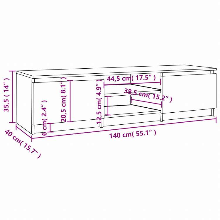 vidaXL TVキャビネット ブラウンオーク 140x40x35.5 cm エンジニアリングウッド家具 AVラック・テレビ台(代引不可)