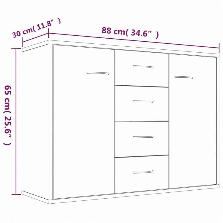 vidaXL サイドボード ブラウンオーク 88x30x65cm エンジニアリングウッド家具 キャビネット&収納 サイドボード(代引不可)