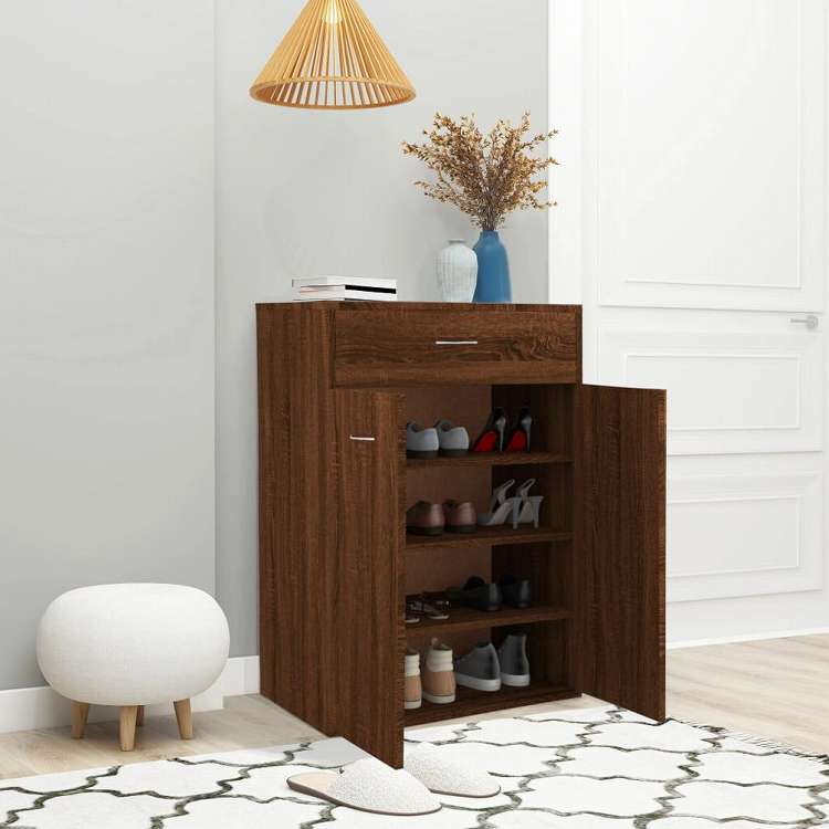 vidaXL シューズキャビネット ブラウンオーク 60x35x84 cm エンジニアリングウッドホーム&ガーデン 家事用品 収納&オーガナイザー 衣類・ワードローブ収納 シューズラック・整理収納(代引不可)
