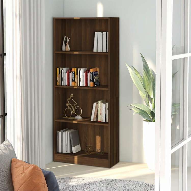 vidaXL 4段 ブックキャビネット ブラウンオーク 60x24x142 cm エンジニアリングウッド家具 棚 本棚・オープンラック(代引不可)