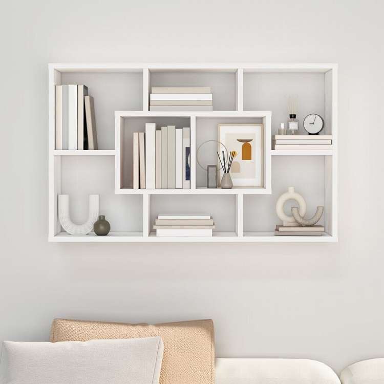 vidaXL ウォールシェルフ ホワイト 85x16x52.5 cm エンジニアリングウッド家具 キャビネット&収納(代引不可)