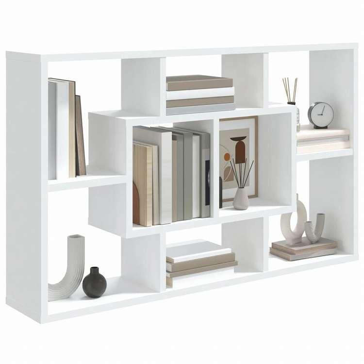 vidaXL ウォールシェルフ ホワイト 85x16x52.5 cm エンジニアリングウッド家具 キャビネット&収納(代引不可)