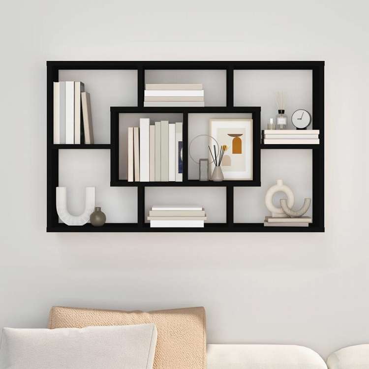 vidaXL ウォールシェルフ ブラック 85x16x52.5 cm エンジニアリングウッド家具 キャビネット&収納(代引不可)