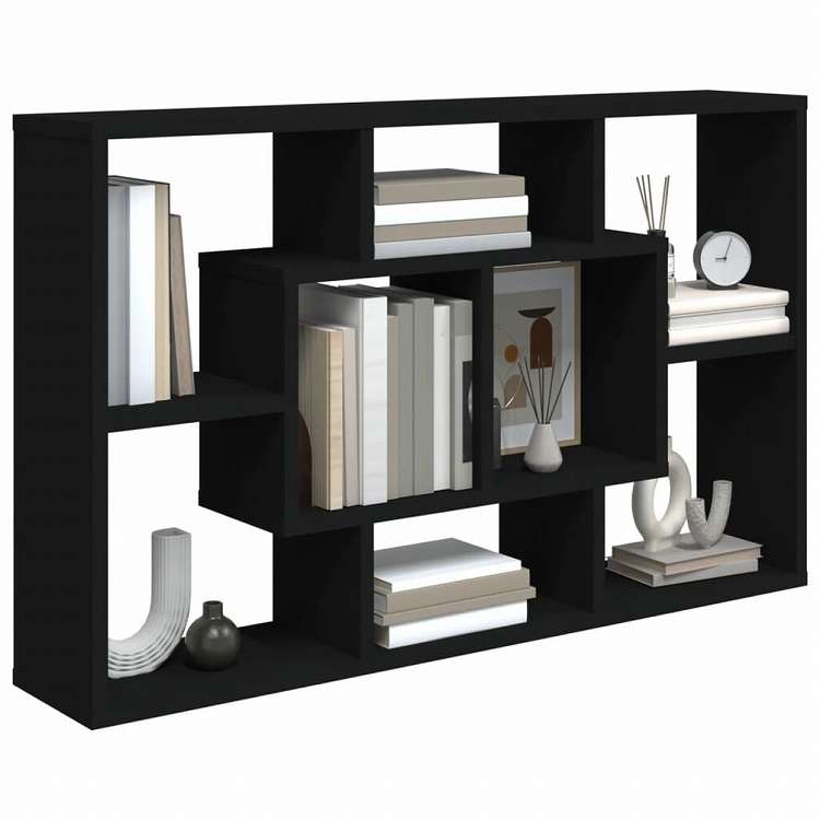 vidaXL ウォールシェルフ ブラック 85x16x52.5 cm エンジニアリングウッド家具 キャビネット&収納(代引不可)