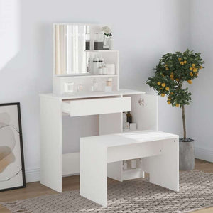 vidaXL ドレッシングテーブル ミラー付き ホワイト 86,5x35x136cm家具 キャビネット&収納 洗面・化粧台ユニット 寝室用化粧用テーブル(代引不可)