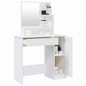 vidaXL ドレッシングテーブル ミラー付き ホワイト 86,5x35x136cm家具 キャビネット&収納 洗面・化粧台ユニット 寝室用化粧用テーブル(代引不可)