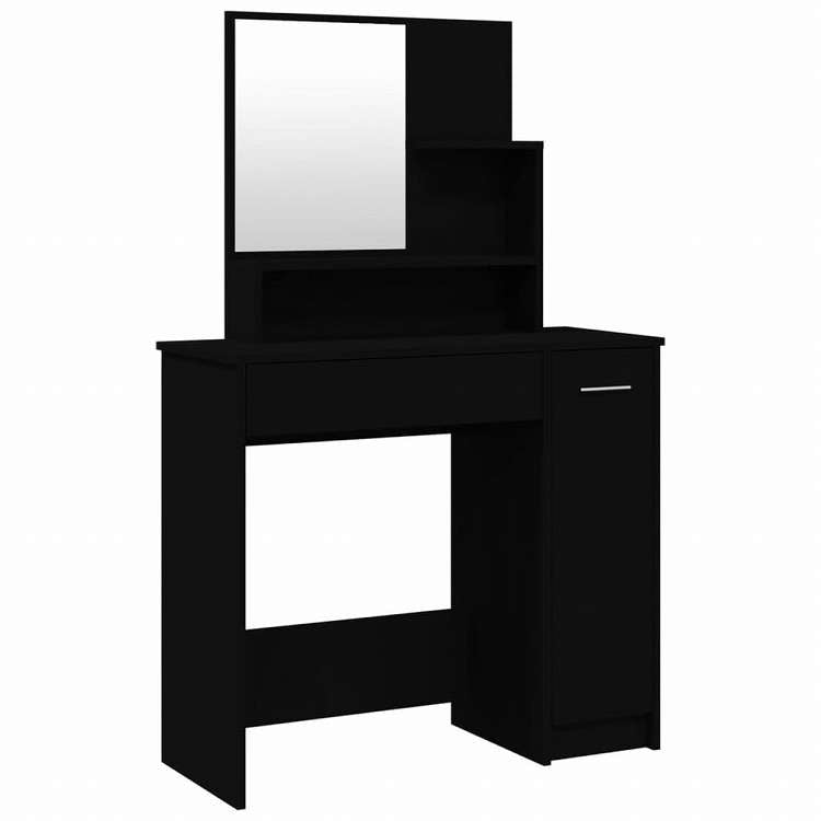 vidaXL ドレッシングテーブル ミラー付き ブラック 86.5x35x136cm家具 キャビネット&収納 洗面・化粧台ユニット 寝室用化粧用テーブル(代引不可)